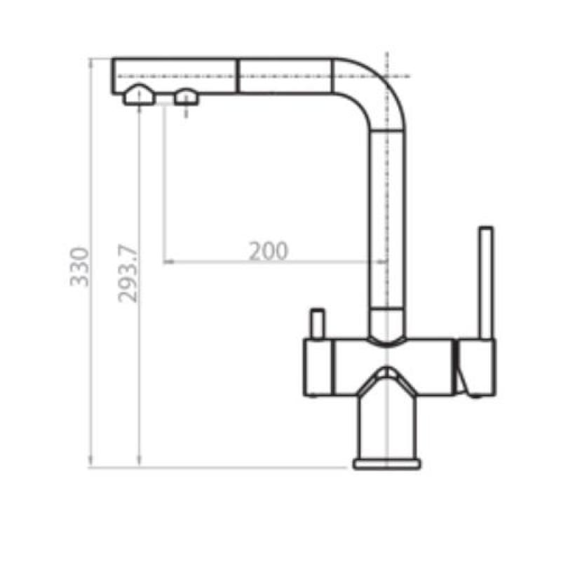 Ausmann Ellington 3-utas konyhai csaptelep kihúzható kifolyóval és szűrt vízzel – rozsdamentes acél - 1208970082
