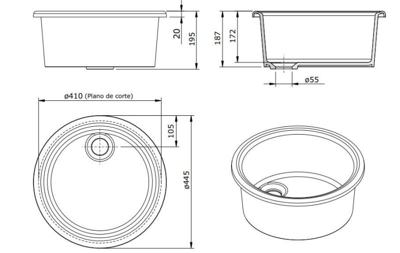 Ausmann Ceramic Brook kerámia fehér kerek felépítmény mosdókagyló 1208970092