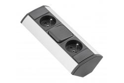 MINI sarokhosszabbító kapcsolóval és 2 földelt aljzattal 230 V 16 A