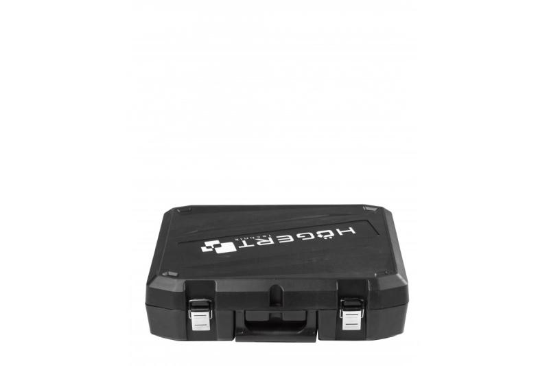 HÖGERT Akkumulátoros sarokcsiszoló paddle kapcsolóval, 125MM, 18V - Készlet (akkumulátor, töltő, tartozékok)