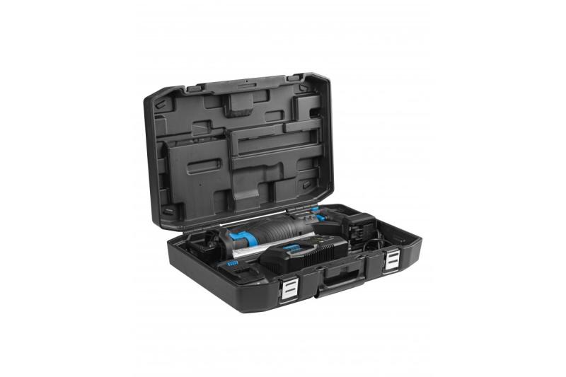 HÖGERT akkumulátoros szablyafűrész készlet, 18V, kefementes, akkumulátor, töltő, tartozékok