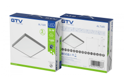 ALTAR LED mennyezeti lámpa, 295x295mm, 4000K, 24W, 1680lm, AC180-250V, 50/60 Hz, PF>0.5, IP54, szürke, 3 év garancia