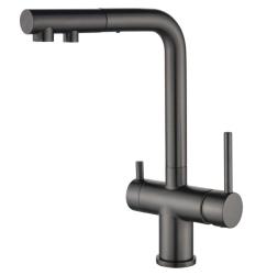 Ausmann Ellington 3-utas konyhai csaptelep kihúzható kifolyóval és szűrt vízzel – Gun metal – 1208970499