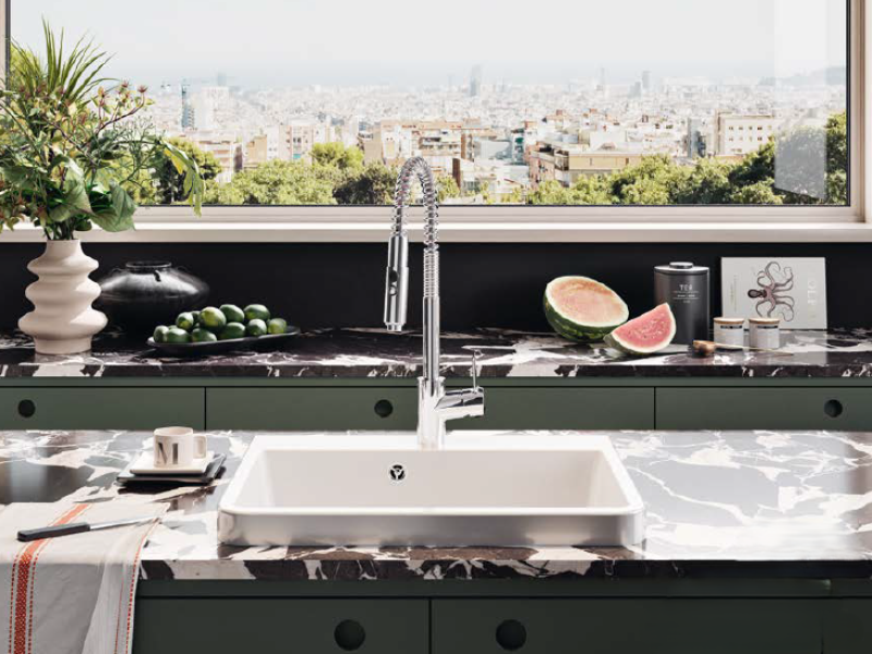 Ausmann Ceramic Frost Kerámia Fehér Mosogató - Felépítmény 660 x 506 mm csaptelephellyel 1208970517