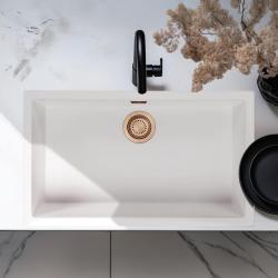 Fehér Nagy Mosdótál 70x40 cm Beépíthető, Ráépíthető és Síkba Építhető Réz Dugóval 1208970523