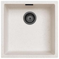 Zand Wit Crème Wasbak 40x40 cm Onderbouw, Opbouw en Vlakinbouw met Gun Metal Stop 1208970539