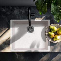 Zand Wit Creme Wastafel 50x40 cm voor Onderbouw, Opbouw en Vlakinbouw met Gun Metal Stop 1208970544