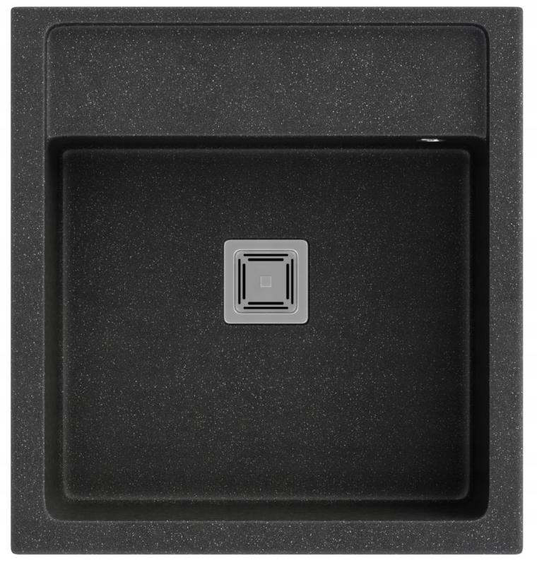 Gránitföld Arno Gránit Arduin keménykő megjelenés Beépített mosogató 582x620mm rozsdamentes acél négyzet alakú dugóval 1208970600