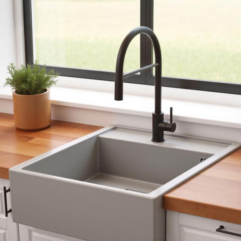Graniteland Arno Gránit Szürke Mosogató beépített 582x620mm Rozsdamentes Acél négyzet dugóval 1208970605