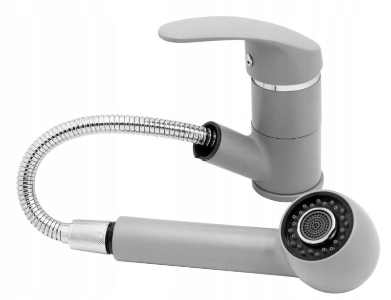 Graniteland Rhea Konyhai Csaptelep Szürke, Kihúzható Kifolyóval és Dupla Funkciós Kézi Zuhannyal 1208970656