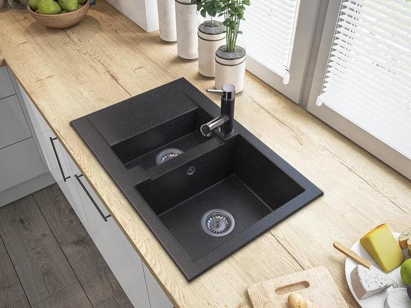 Graniteland Ceres Konyhai Csaptelep Arduin keménykő megjelenéssel, Kihúzható Kifolyóval és Kettős-Funkciós Kézi Zuhannyal 1208970706