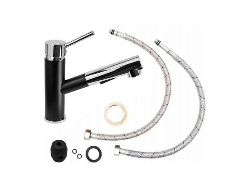 Gránitland Ceres Konyhai Csaptelep Fekete Kihúzható Kifolyóval és Kettős Funkciójú Kézi Zuhannyal 1208970707