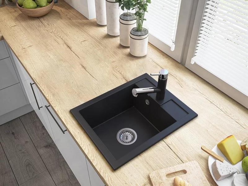 Gránitland Ceres Konyhai Csaptelep Fekete Kihúzható Kifolyóval és Kettős Funkciójú Kézi Zuhannyal 1208970707