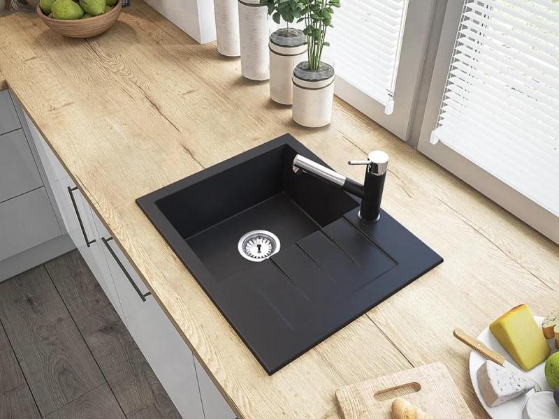 Gránitland Ceres Konyhai Csaptelep Fekete Kihúzható Kifolyóval és Kettős Funkciójú Kézi Zuhannyal 1208970707