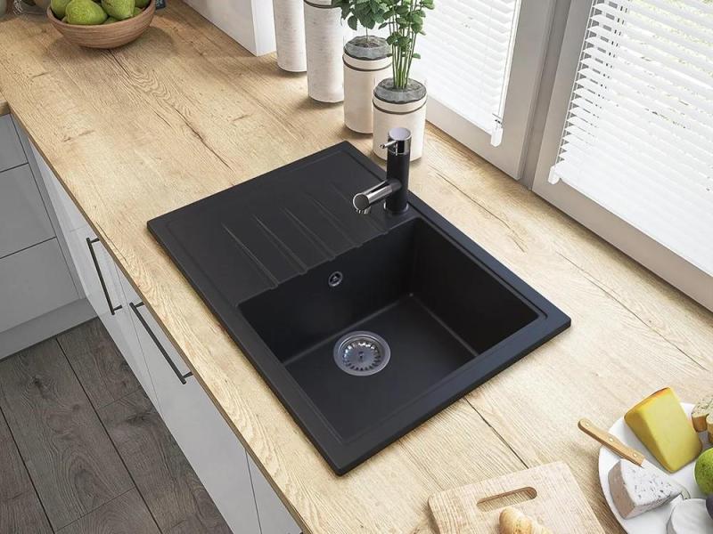 Gránitland Ceres Konyhai Csaptelep Fekete Kihúzható Kifolyóval és Kettős Funkciójú Kézi Zuhannyal 1208970707