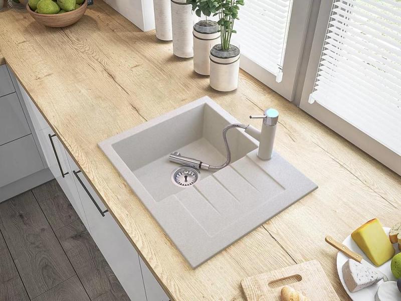 Graniteland Ceres Konyhai Csaptelep Bezs homok színben Kihúzható Kifolyóval és Dupla-Funkciós Kézi Zuhannyal 1208970708