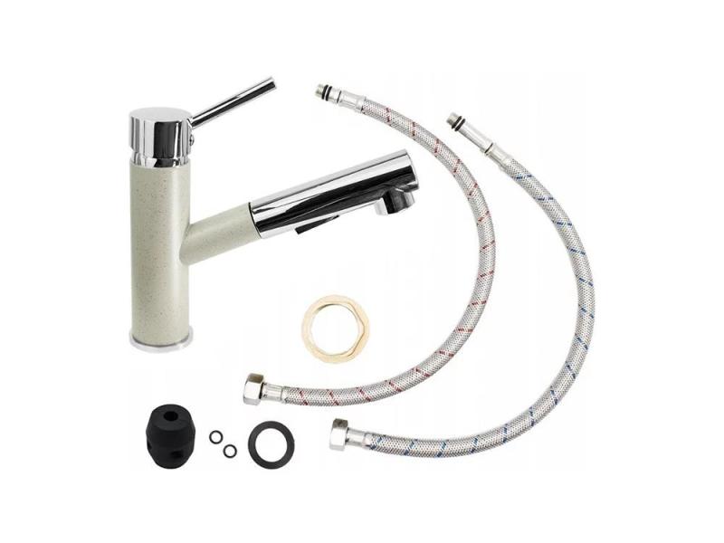 Graniteland Ceres Konyhai Csaptelep Bezs homok színben Kihúzható Kifolyóval és Dupla-Funkciós Kézi Zuhannyal 1208970708