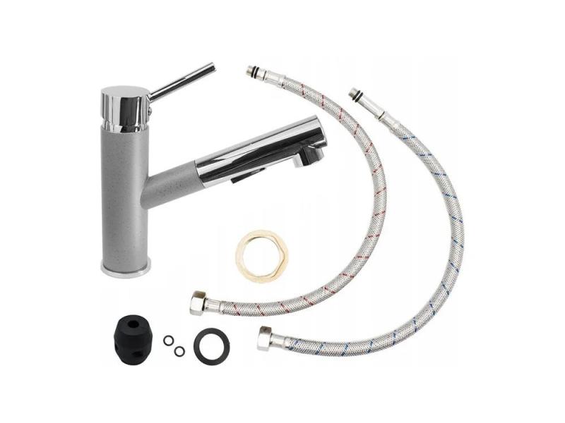 Gránitland Ceres Konyhai Csaptelep Szürke Kihúzható Kifolyóval és Kettős Funkciójú Zuhanyfejjel 1208970710