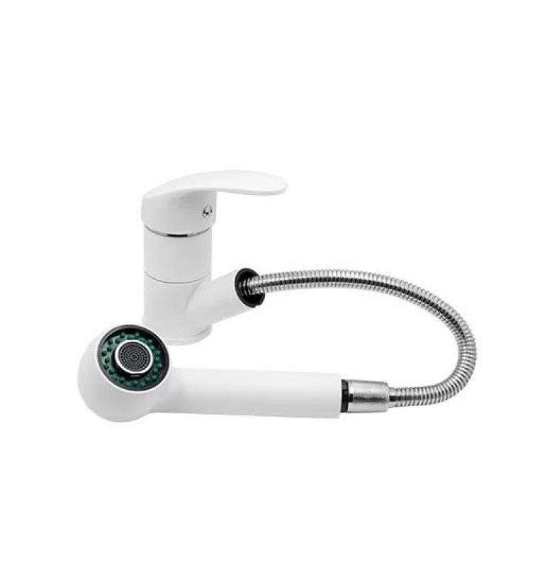 Gránitland Rhea Konyhai Csaptelep Fehér, Kihúzható Kifolyóval és Kettős Funkciós Zuhanyfejjel 1208970714