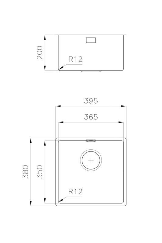 Foster L35 Speciaal 35 cm lang roestvrijstalen spoelbak 365 x 350 mm onderbouw 1208970722