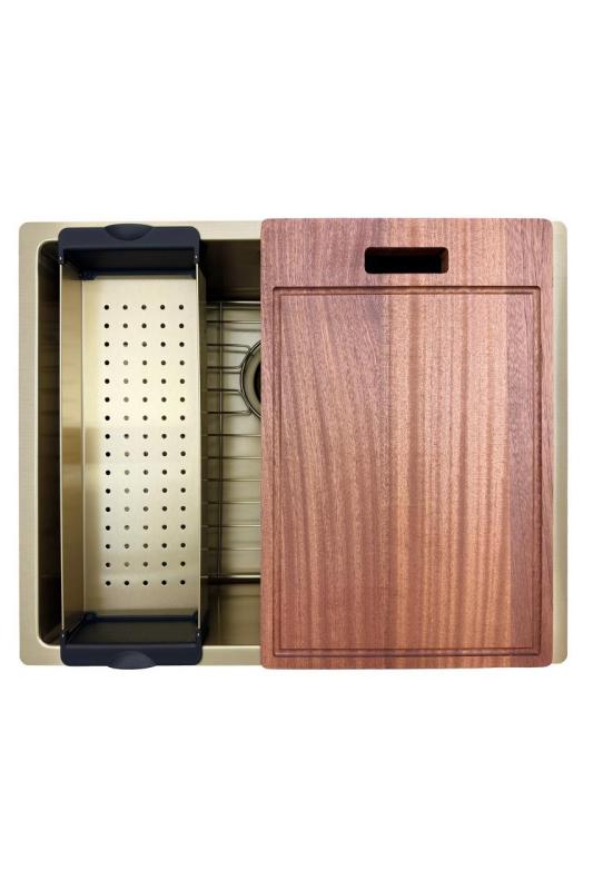 Pure.Sink Prestige Kombinációs szett Arany mosogató 50x40 cm Arany Konyhai csapteleppel 1208970764