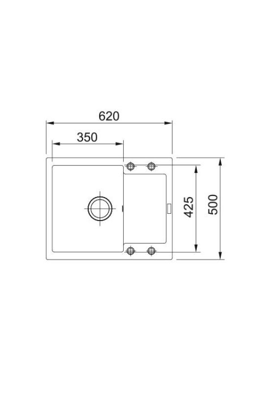 Franke Maris MRG 611-62 Fragranite Matt Fekete Mosogató 62 x 50 cm Felépítmény Csepegtetővel 114.0628.964