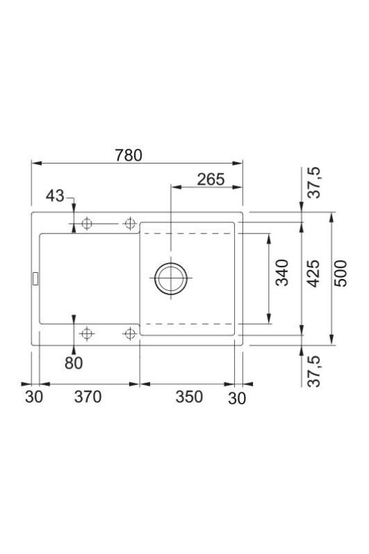 Franke Maris MRG 611-78 Fragranite Matt Fekete Mosogató 78 x 50 cm Felépítés Csepegtetővel 114.0628.968