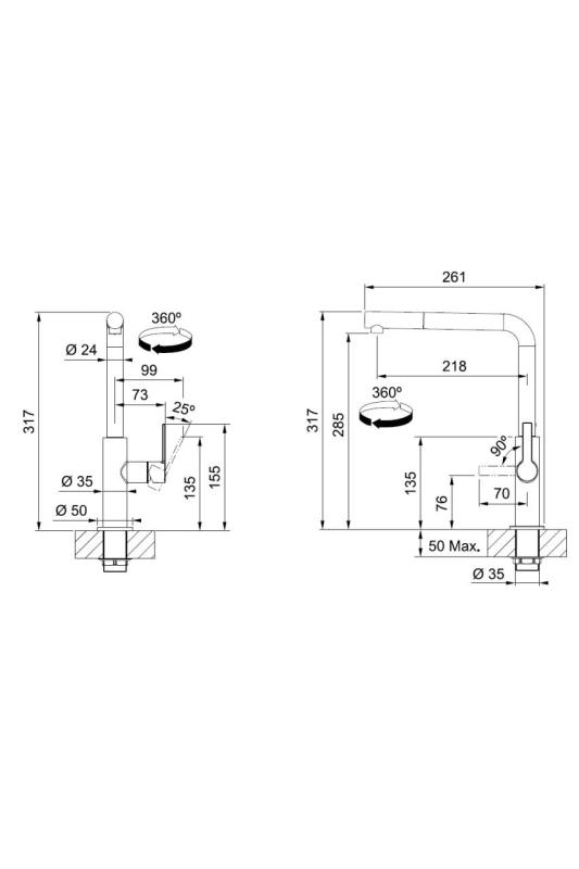 Franke Maris Slim L Fekete Konyhai Csaptelep Kihúzható Kifolyóval 115.0728.394