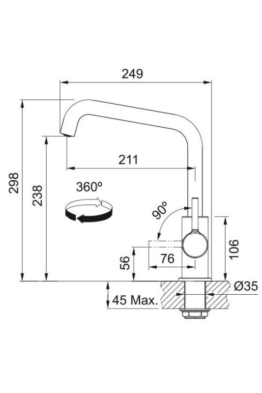 Franke Lina U Konyhai csaptelep Forgatható Kifolyó Króm 115.0728.473