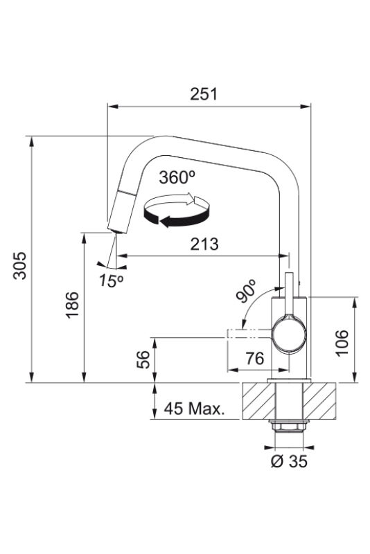 Franke Lina U Konyhai csaptelep Króm Kihúzható Kifolyó 115.0728.476
