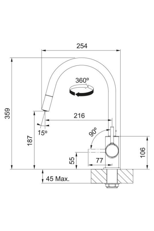 Franke Lina Konyhai Keverőcsap Króm Kihúzható Kézizuhannyal 115.0693.229
