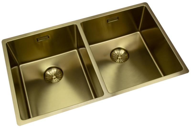 Pure.Sink Prestige Dupla Arany mosogató 70x40 cm 10mm sugár alulról szerelhető, lapos és felülről szerelhető PPG343440-60