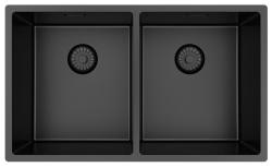 Pure.Sink Prestige Dupla Gun Metal mosogató 70x40 cm 10mm sugár alulról, laposan és felülről építve PPG343440-61