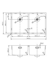 Pure.Sink Prestige Kettős Réz mosogató 70x40cm 10mm sugárzó alulról, lapos építés és felépítés PPG343440-62