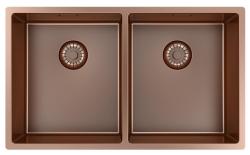 Pure.Sink Prestige Kettős Réz mosogató 70x40cm 10mm sugárzó alulról, lapos építés és felépítés PPG343440-62