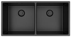 Pure.Sink Prestige Dupla Gun metal mosogató 82x40 cm 10mm rádiusz alulról, laposan és felülről PPG404040-61