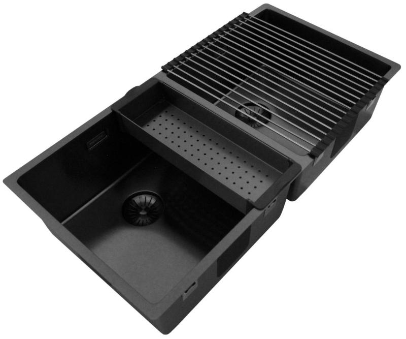 Pure.Sink Prestige Dupla Gun metal mosogató 82x40 cm 10mm rádiusz alulról, laposan és felülről PPG404040-61