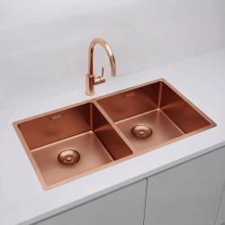 Pure.Sink Prestige Dupla Réz mosogató 82x40 cm 10mm sugár alulról, lapos építésű és felépítő PPG404040-62
