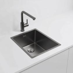 Pure.Sink Exclusivo Gun metal mosogató 34x40 cm 10mm sugár alulról, laposan és felülről építve PEX3440-61