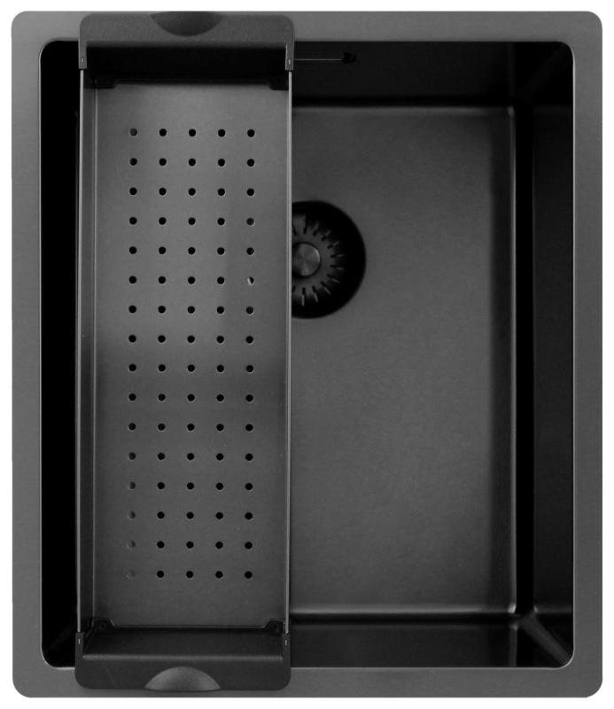 Pure.Sink Exclusivo Gun metal mosogató 34x40 cm 10mm sugár alulról, laposan és felülről építve PEX3440-61