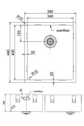 Pure.Sink Exclusivo Réz mosogató 34x40 cm 10mm sugárzó alulról, lapos építésű és felépítő PEX3440-62