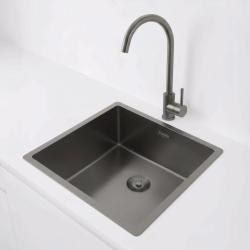 Pure.Sink Exclusivo Gun metal mosogató 40x40 cm 10mm sugár alulról, lapos építésű és felépített PEX4040-61