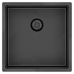 Pure.Sink Exclusivo Gun metal mosogató 40x40 cm 10mm sugár alulról, lapos építésű és felépített PEX4040-61