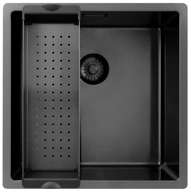 Pure.Sink Exclusivo Gun metal mosogató 40x40 cm 10mm sugár alulról, lapos építésű és felépített PEX4040-61
