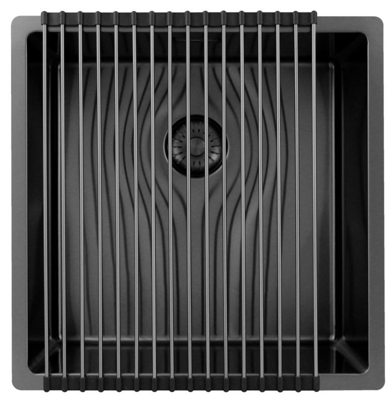 Pure.Sink Exclusivo Gun metal mosogató 40x40 cm 10mm sugár alulról, lapos építésű és felépített PEX4040-61