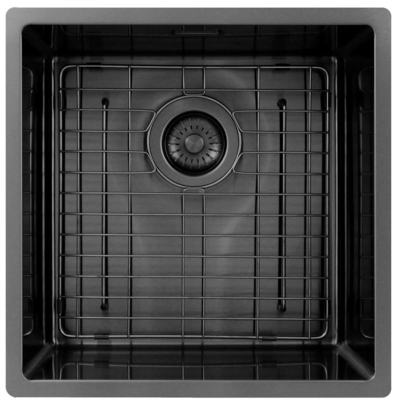 Pure.Sink Exclusivo Gun metal mosogató 40x40 cm 10mm sugár alulról, lapos építésű és felépített PEX4040-61