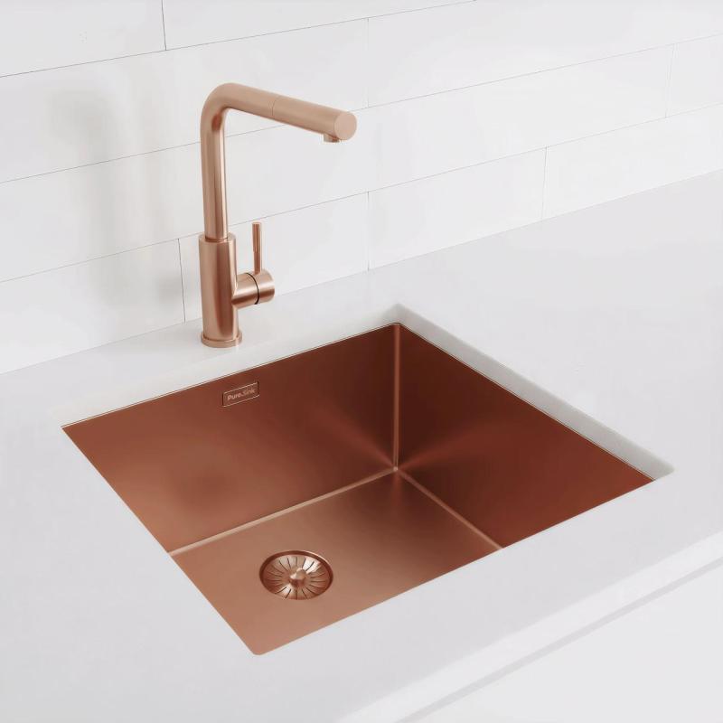 Pure.Sink Exclusivo Réz mosogató 45x40 cm 10mm sugarú alulról, laposan és felülről építve PEX4540-62