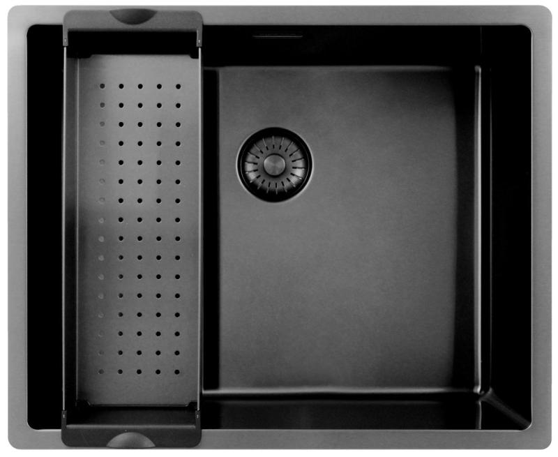 Pure.Sink Exclusivo Gun metal mosogató 50x40 cm 10mm sugárzó alulról, lapos építés és felépítés PEX5040-61