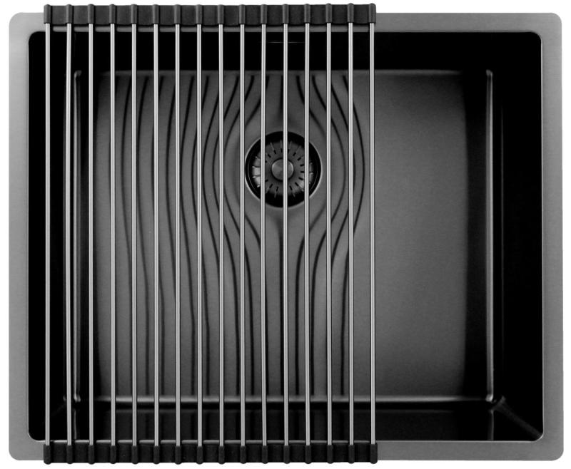 Pure.Sink Exclusivo Gun metal mosogató 50x40 cm 10mm sugárzó alulról, lapos építés és felépítés PEX5040-61