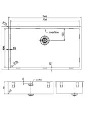 Pure.Sink Exclusivo nagy rozsdamentes acél mosogató 70x40 cm 10mm sugárzású alulról, síkbeépítéssel és felületre szereléssel PEX7040-02